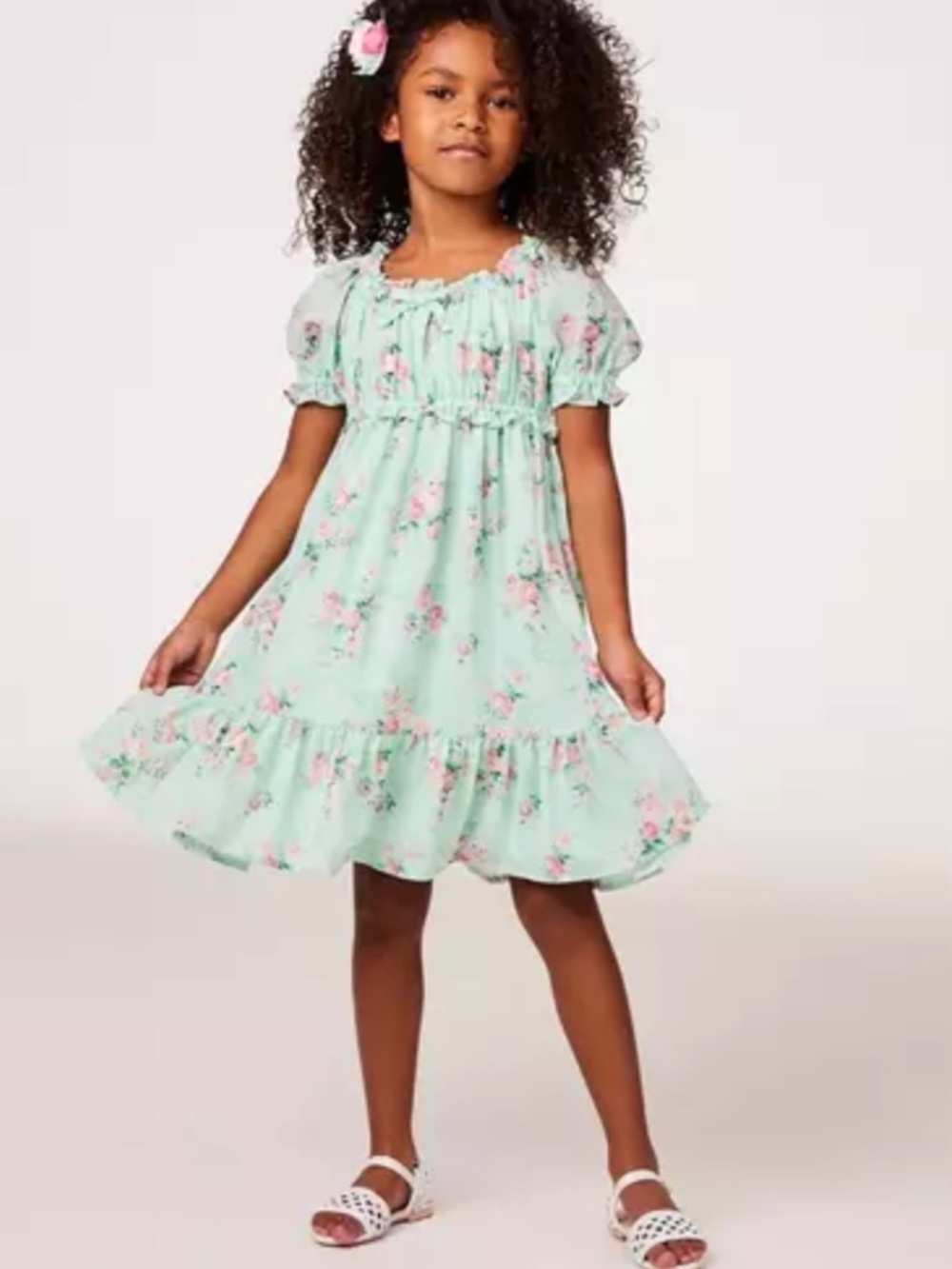 Janie and Jack Girls Floral Chiffon Sleeve Dress Size 4